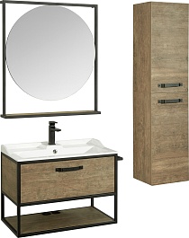 Акватон Мебель для ванной Лофт Фабрик 80 дуб кантри с раковиной Фабиа – фотография-3